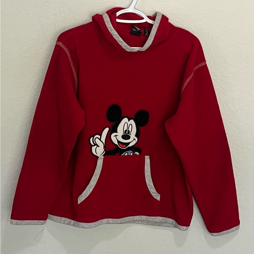 Disney Vintage Mickey Mouse Unlimited Red Hooded Fleece - Size Youth Large